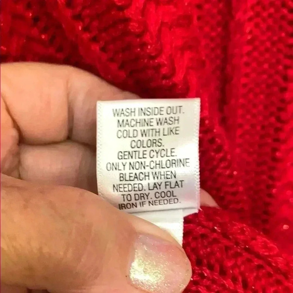 Red Croft & Barrow  Crew Neck Ribbed Sweater w A Bit of Holiday Sparkle - Picture 5 of 7